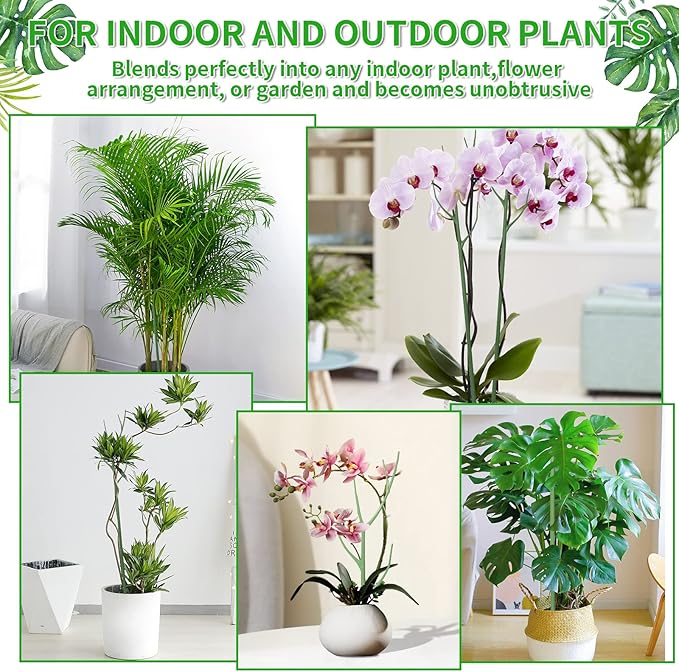 4 Pack 39.37" Detachable Twig Plant Support Stakes Set, Blends in to Plant, Branch Plant Sticks with Orchid Clips Twist Plant Ties, Twig Trellis for Indoor Outdoor Plants Potted Plants Flower