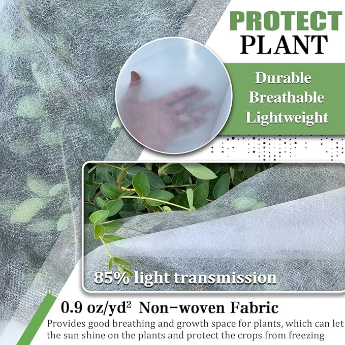Plant Covers Freeze Protection, 7FT x 100FT 0.9oz Reusable Floating Row Cover Plant Blankets Frost Cloth for Clod Winter Frost Sun Pest Protection
