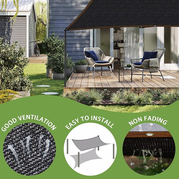 DGSL 30% Shade Cloth Garden Shade Mesh Net with Grommets - 10Ft x 16.4Ft Sun Shade Cover for Pergola, Patio Plants, Greenhouse, Chicken Coop, Outdoor