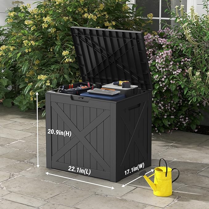 Mars Villa Deck Box, Outdoor Storage Box 31 Gallon, Waterproof Weatherproof and UV Resistant Resin Storage Bin with Lockable Lid, Ideal for, Patio Furniture Cushions, Pool Supplies, Garden Tools