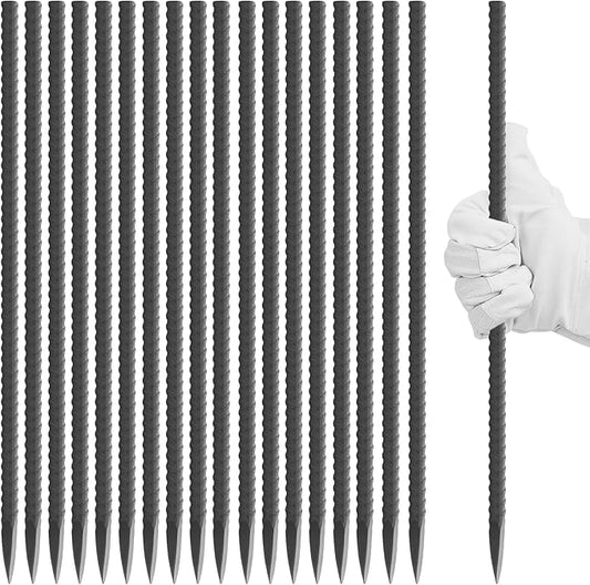50 Pcs 12 Inch Ground Rebar Stakes, Heavy Duty 5/16'' Diameter Metal Spikes for Fence Tent Timber Garden Plant, Long Straight Steel Concrete Stakes Ground Anchors with Chisel Point End
