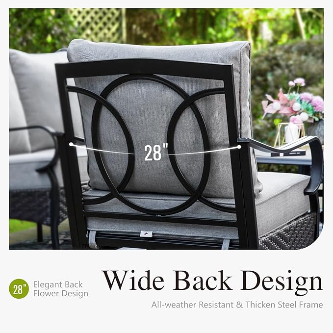 Sophia & William Extra Large Outdoor Patio Sofa Chairs Set 2 PCS Heavy-Duty Porch Furniture with High Back & Deep Seating Area, 5.5" Thicken Cushions for Deck, Lawn, Outside (Grey)