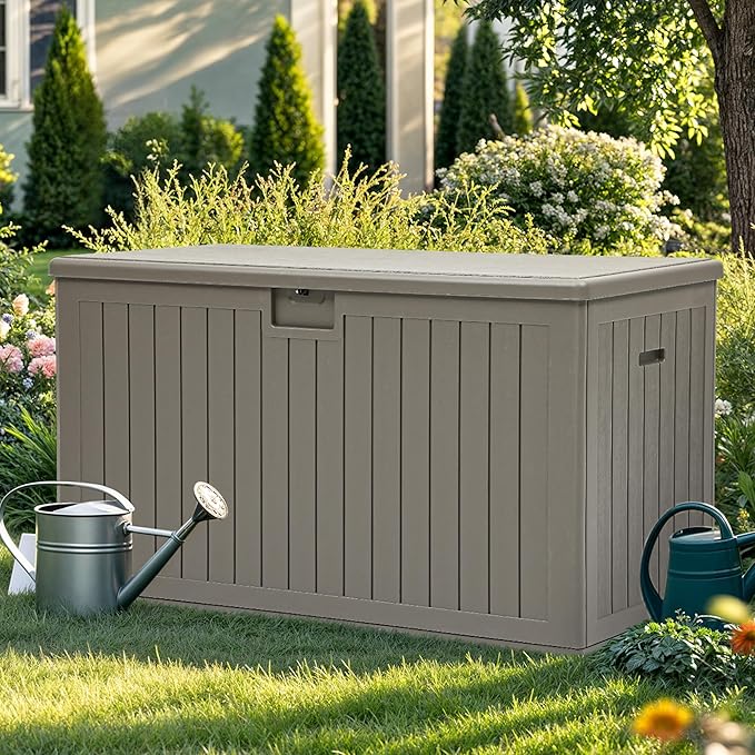 YITAHOME 200 Gallon Double-Wall Deck Box with Divider & Side Handles, Outdoor Large Storage for Patio Furniture Cushions, Garden Pool Accessories, Water Resistant & Lockable