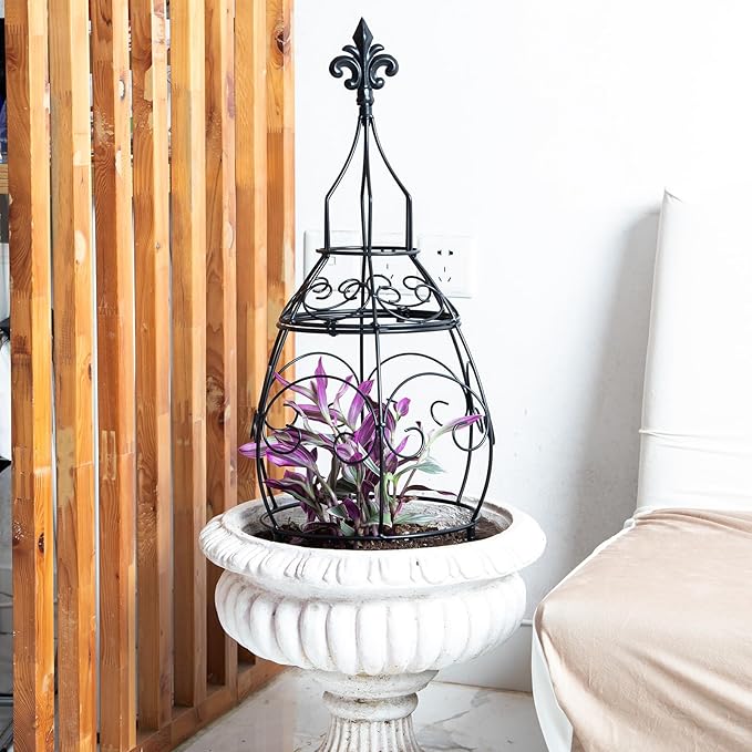 29-Inch Garden Trellis Obelisk - Durable Metal Support for Indoor & Outdoor Climbing Plants, Perfect for Vertical Gardening & Potted Plants, Stylish Design for Home and Garden