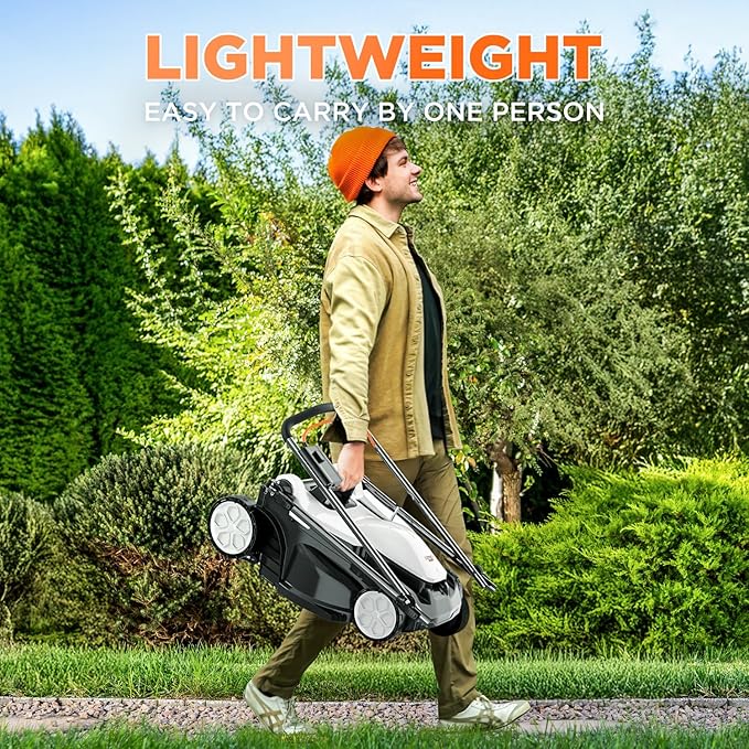 Litheli 16" Electric Lawn Mower Cordless, Brushless Lawnmower with 6-Height Adjust and 2 x 4.0Ah Batteries, for Garden and Yards