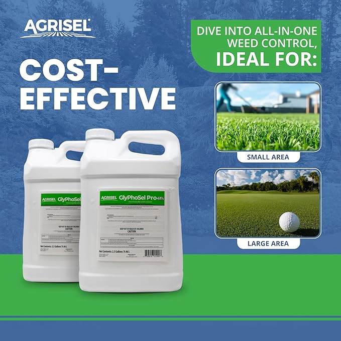 GlyPhoSel Pro Weed Killer, Tackles Hard-to-Kill Weeds, Low-Odor, Easy Mixing, Pet Safe, Includes 3-Pack of Agrisel Protective Gloves, 320 Ounces