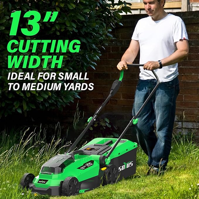 SOYUS Cordless 13 Inch 20V Lawn Mowers & 20V 12 Inch Weed Wacker