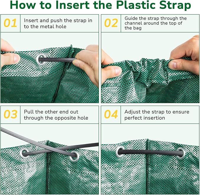 GreatBuddy 132 Gallon Reusable Yard Waste Bag, Heavy Duty, Upright Lawn Bags with 4 Reinforced Handles for Garden Leaves and Waste Collection, Lightweight (3 pack)