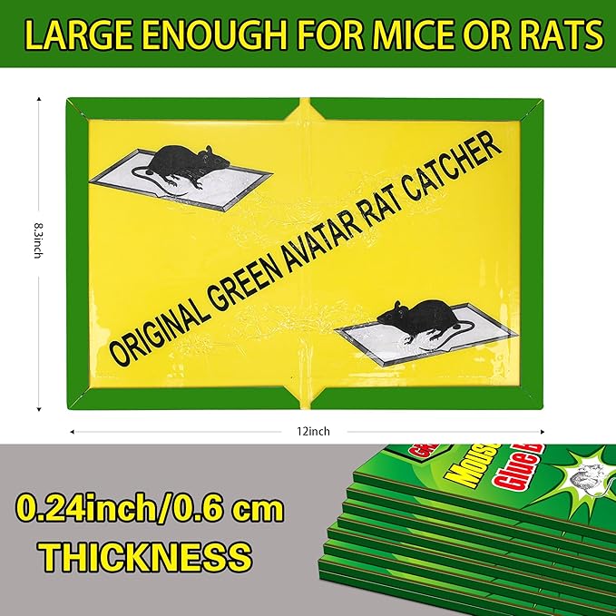 Ezoon 36 Pack Large Mouse Glue Traps with Enhanced Stickiness, Sticky Rat Traps, Sticky Snake Traps, Mouse Traps Sticky Pad Board for House Indoor Outdoor, Easy to Set, Extra Large (8.3" x 12")