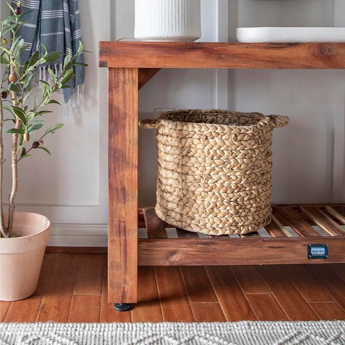 Backyard Discovery 48" Acacia Wood Farmhouse Narrow Console Table with Lower Slat Storage Shelf, Water-Resistant Design for Patio, Deck, Entryway, Living Room, Sofa Table, Indoor or Outdoor Use