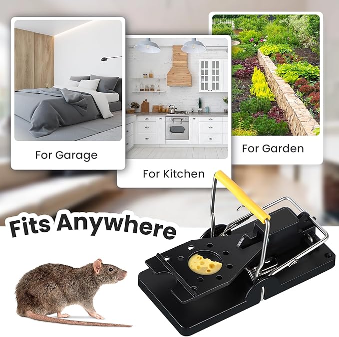 Qualirey 18 Pcs Plastic Mouse Rat Traps House Indoor Quick Effective Safe for Warehouse Garden Kitchen 3.86 x 1.81 x 2.17 Inch (Black,Yellow)