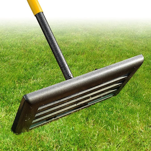 Professional Lawn Leveling Rake with 17x10in Heavy-Duty Stainless Steel Head & 60" Adjustable Handle - Grass Leveling Tool for Quick Soil Grading, Thatch Removal and Yard Maintenance