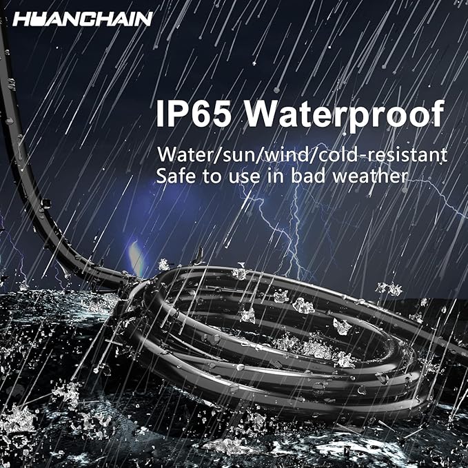 HUANCHAIN Indoor Outdoor Black Extension Cord 25 ft 2 Pack Waterproof, 16/3 Gauge Flexible Cold-Resistant Appliance Cable Outside, 13A 1625W 16AWG SJTW, 3 Prong Heavy Duty Electric Cord, ETL