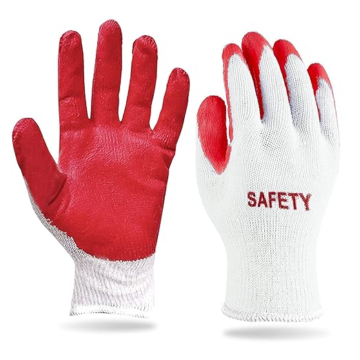 SAFETY Non-Slip 50 Pairs Red Latex Cotton Multi-Purpose Work Gloves- Nitrile Dipped & Rubber Palm Coated for a Firm Grip- Heavy Duty Premium-Construction-Moving-Warehouse-Garden-Gloves