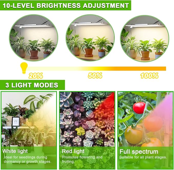 yadoker Ceiling Grow Light for Indoor Plants, 540 LEDs Full Spectrum Halo Plant Light, Safe Voltage Growing Lamp with 4/8/12H Auto Timer, 10 Level Dimmable, Grow Lamp for Tall Large Indoor Plants