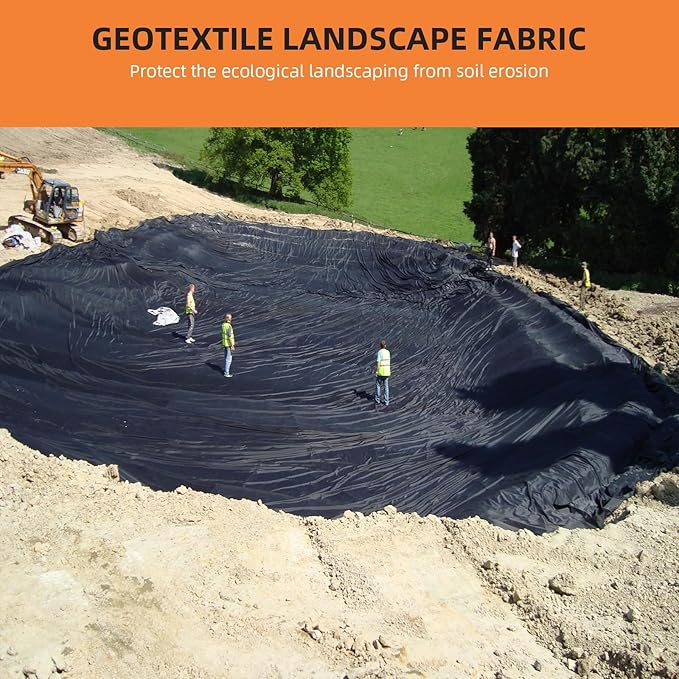 Geotextile Landscape Fabric 3ft x 100ft | 8oz PP Non-Woven Weed Barrier | 350N Tensile Strength & 440N Load Capacity for Driveway Stabilization, French Drains, Erosion Contro
