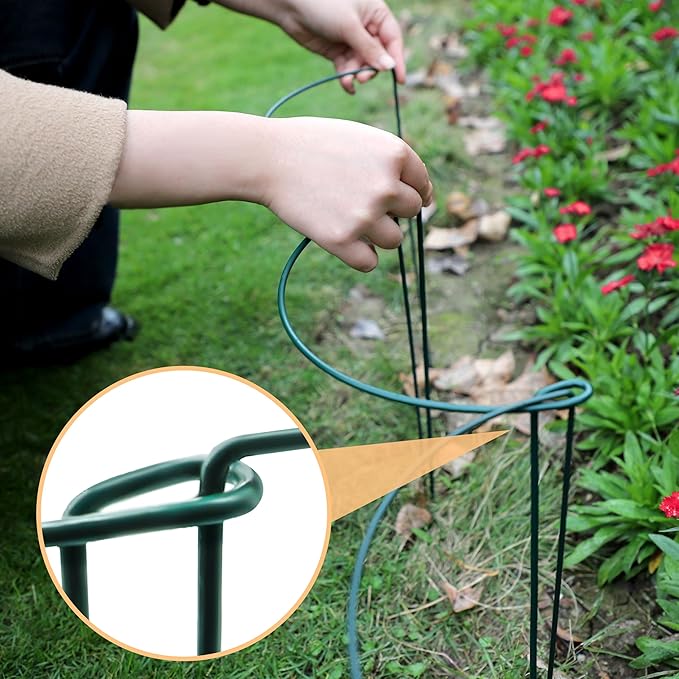 TCBWFY 20 Pack Plant Supports Stakes for Large Heavy Plants, 16"Hx10"D Peony Supports,Heavy Duty 4mm Wire Peony Cages,Interlock Garden Supports Ring Border Support,Plant Support Cage for Rose Flowers