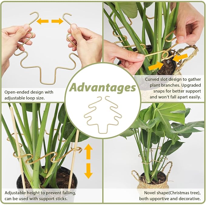 PRETTY JOLLY 5PCS Iron Monstera Plant Support Stakes Premium Plant Stand for Indoor & Outdoor Plants Practical Leaf Holders,Durable Trellis Accessories for Gardening Enthusiasts(Tree)