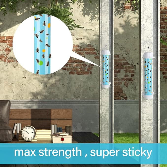 Qualirey 8 Pcs Sticky Fly Trap Fly Stick with Hanging Hook Adhesive Flying Catcher for Indoor Outdoor Trap Houseflies and Flying Insects Mosquito Bee Wasp Moth (Classic Style)