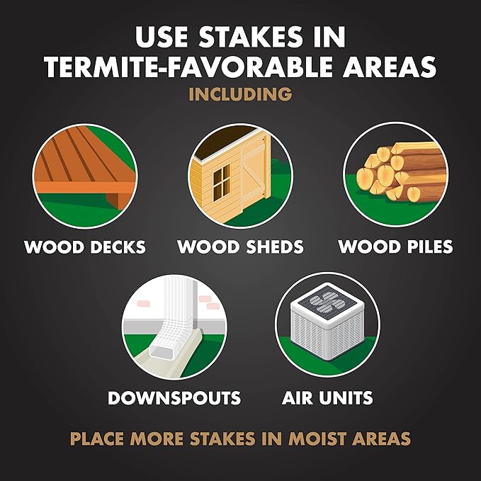 Spectracide Terminate Termite Detection & Killing Stakes2, 5 Count, Replacement Stakes With Pop-up Indicators Detect Termite Activity And Kill Foraging Termites Replacement Stakes