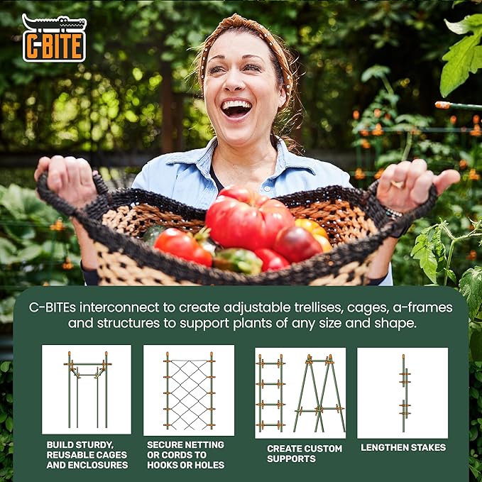 Plant Support Clips for Trellis, Garden Stakes, Wire Fence, Climbing Plants, Indoor Gardening, Hydroponics Systems, and Vines | Durable Gardening Clips (Tangerine Orange - 1,000 Pack)