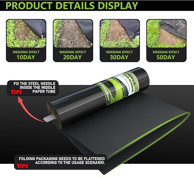 Heavy Duty Weed Barrier Landscape Fabric, 3.2OZ Non Woven Geotextile Fabric Weed Blocker Fabric,Layered Weed Control Mat for Gardening, Landscaping & Ground Cover,Black (3x180FT)