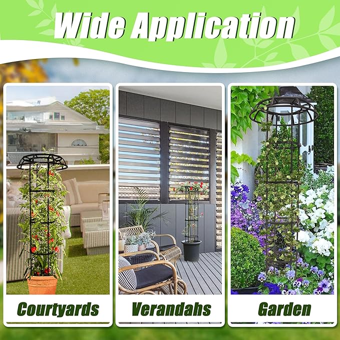 Garden Trellis for Climbing Plants, 2 Pack 65 Inch Mushroom Top Trellis for Climbing Plants, Plant Trellis Support for Potted Plants Climbing Vine Rose Clematis Vegetable Outdoor Indoor