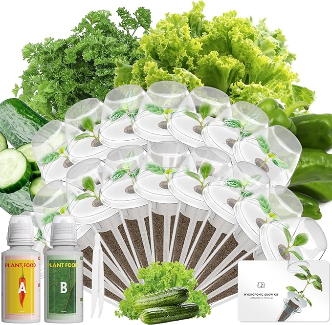 LYKOCLEAN Vegetable & Salad Green Seed Pod Kit for Aerogarden, Ahopegarden, iDOO (16 Pods) – Non-GMO American Fast Lettuce, Green Pepper, Cucumber, Parsley Seeds, Compatible with All Hydroponic System