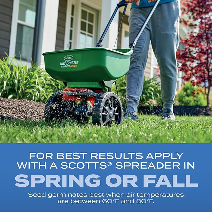 Scotts Turf Builder Grass Seed Sun and Shade Mix with Fertilizer and Soil Improver, Thrives in Many Conditions, 32 lbs.