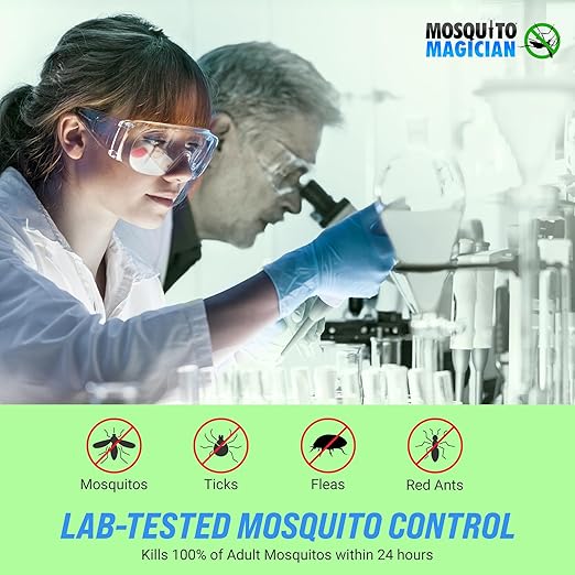 Mosquito Magician 1 Gallon Liquid Concentrate with a 2 Gallon Pump Up Sprayer - User-Friendly - Ideal for Yards, Lawns, Patios - Kills Mosquitoes, Fleas, Fire Ants - Includes 6 Natural Essential Oils