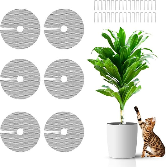 6 Pcs 11.8 Inch Plant Pot Grids，Cut-able Plant Pot Soil Protective Covers from Animals,Used to prevent animals or babies from digging up the soil in flowerpots.Suitable for Indoor and Outdoor Plants.
