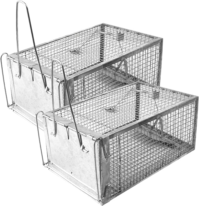 SZHLUX 2-Pack Humane Rat Trap, Mouse Traps Work for Indoor and Outdoor,Small Rodent Animal-Mice Vole Chipmunk Hamsters Live Cage,Catch and Release(SZ-SL3616D2S)