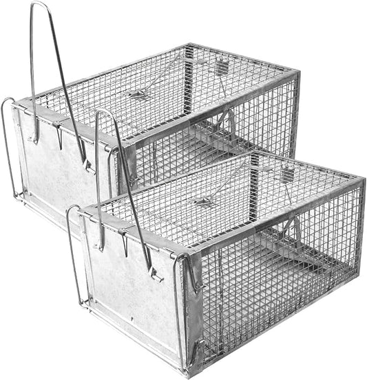 SZHLUX 2-Pack Humane Rat Trap, Mouse Traps Work for Indoor and Outdoor,Small Rodent Animal-Mice Vole Chipmunk Hamsters Live Cage,Catch and Release(SZ-SL3616D2S)