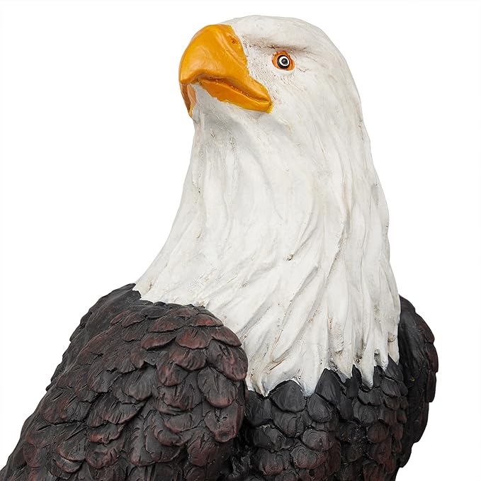 Alpine Corporation JUM582 27" Majestic Eagle on Rocks Garden Statue – Indoor Outdoor Patriotic Bird Sculpture, Durable Weather-Resistant MGO for Yard, Patio, Deck, Porch or Pathway