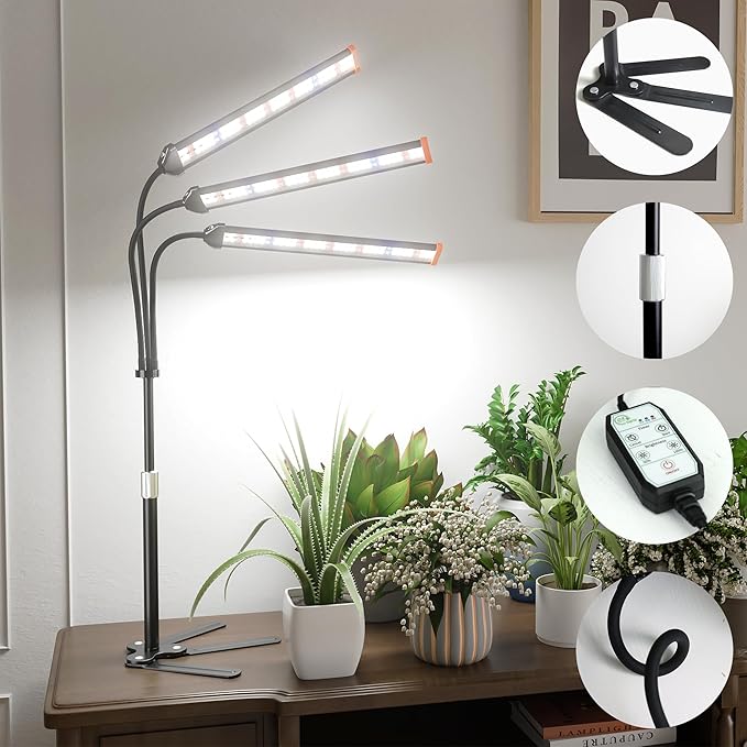 GooingTop Grow Light for Indoor Plants Growing Full Spectrum LED Lamp with Optional Dimming & Timer