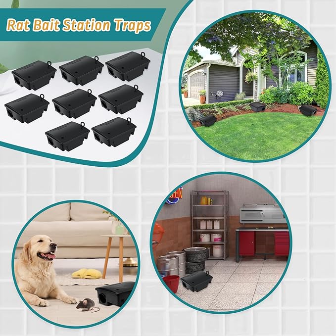 Qualirey 36 Packs Rat Bait Station Box Outdoor Rodent Rat Traps with Key Mouse Bait Station Indoor Mice Box for Outdoor Use Keeping Pets and Children Safe (Black)