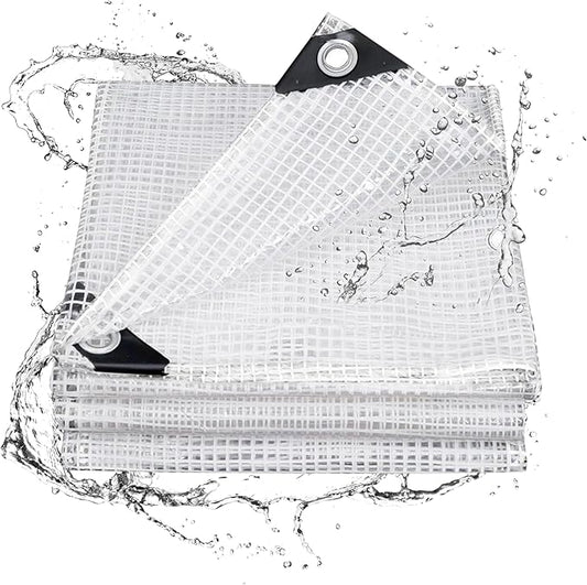 16' x 20' Clear Tarp Heavy Duty Waterproof tarps,13mil Transparent Multipurpose Protective Tarpaulin,Reinforced Edges Outdoor Waterproof Poly Tarps Cover,UV Resistant (Clear White Mesh)