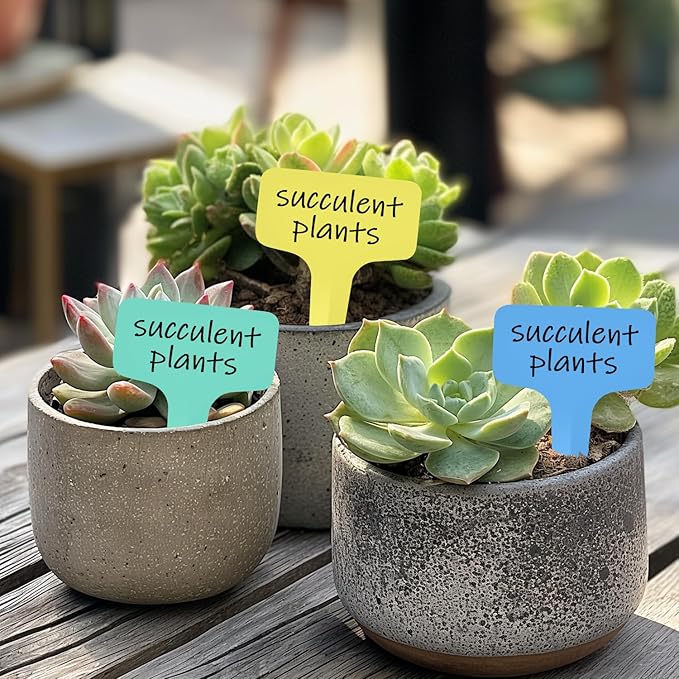 Plant Labels 120 Pcs Yuanling T-Type Plastic Garden Tags Waterproof Plant Sign Stakes Nursery Garden Makers for Seedlings Flower Vegetables Herb Potted Belt Permanet Marker Pen (6 Colors