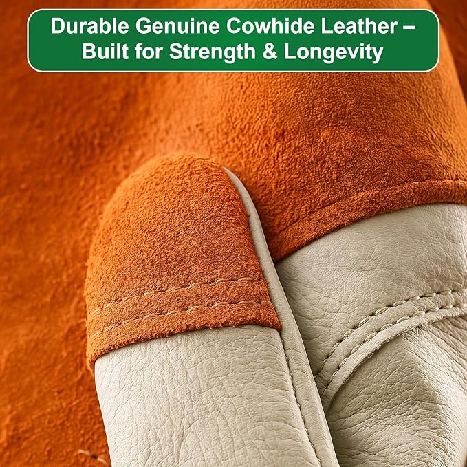 Long Sleeve Leather Gardening Gloves for Women & Men – Thornproof & Puncture Resistant Cowhide Welding Work Gloves