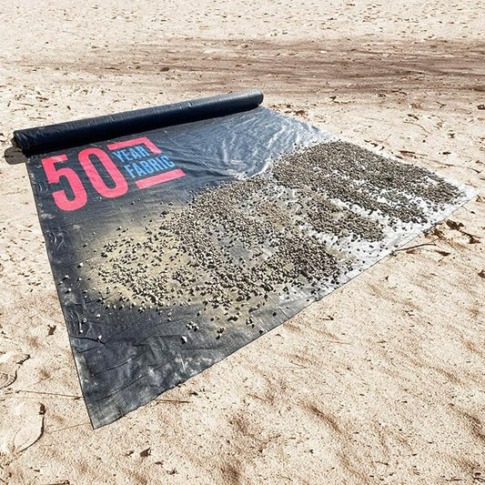 Sandbaggy 15 ft Heavy Duty Landscape Fabric | 50 Year Fabric | 6 oz Extra Thick Weed Barrier | Rock & Gravel Landscaping | UV Resistant | 365 Weed Free Guarantee (15 ft x 100 ft, 2, Count)