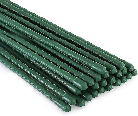 Xiny Tool Garden Stakes, 25 Pack 4 Ft Steel Plant Garden Tomato Stakes with Plastic Coat for Climbing Plants (25 Pack 48 Inch)