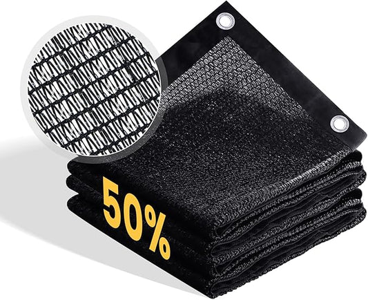 VICLLAX 50% Shade Cloth, 6x17FT Durable Black Mesh Trap with Every 3 FT Grommet, Sun Shade Fabric Netting for for Plants Cover, Greenhouse, Chicken Coop, Barn Kennel, Garden Patio