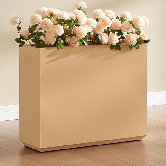 Metallic Heavy Outdoor Planter Box, Span Planter, Long and Tall Divider Planter, 30Lx10Wx24H, Coral Peach, Seamless 30.8 Pounds