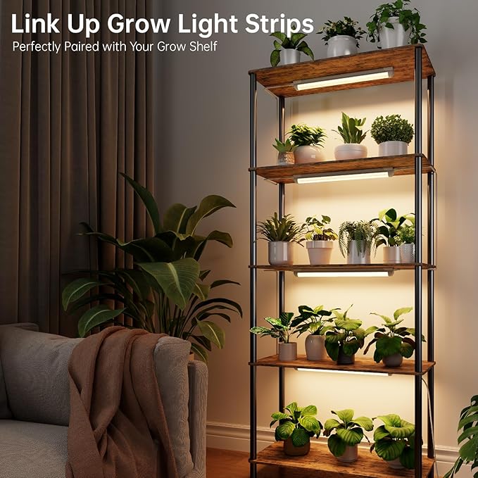T8 Grow Light, 1.4FT 108W (6 x 18W) Plant Lights for Indoor Growing, Full Spectrum with 660nm Red LEDs, 3467K, Ideal for Indoor Plants, Greenhouse, Linkable Design with On/Off Switch, 6-Pack