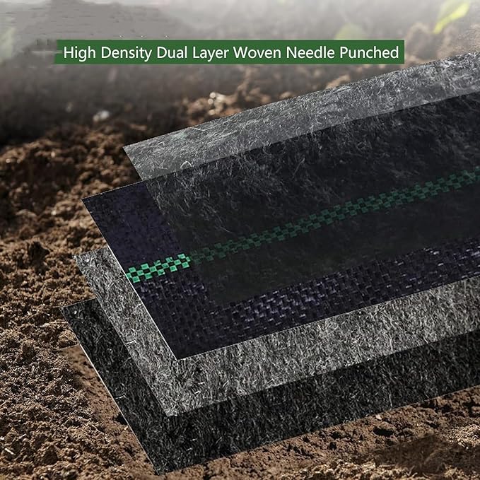 PioneerWorks Woven Landscape Fabric 5.8oz, 3 x 300FT Weed Fabric Barrier, Double Layer, Weed Control Fabric Ground Cover, Garden Fabric Weed Barrier, Gardening Mat for Garden Beds