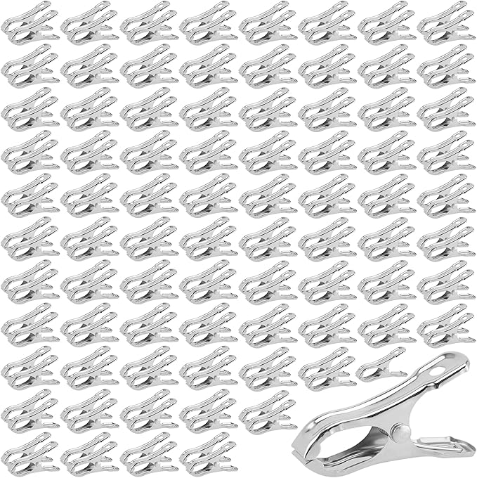 HAKZEON 160 PCS Garden Clips, Stainless Steel Greenhouse Clamps, Greenhouse Clips for Netting, Heavy Duty Row Cover Clips for Cloth and Fixing Plant Cover Film, 2 Inch