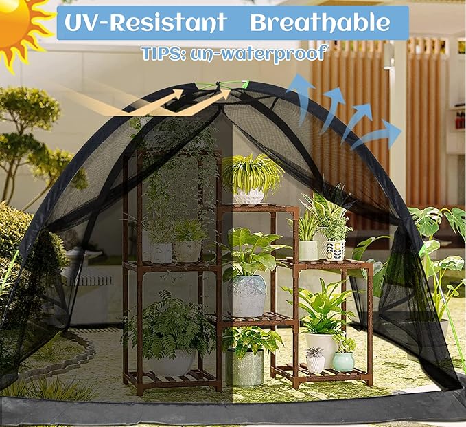 Plant Cover Crop Cage: Breathable Mesh Netting with Zipper Access UV-Proof 7x5x4.4FT for Vegetable Beds & Berry Bushes