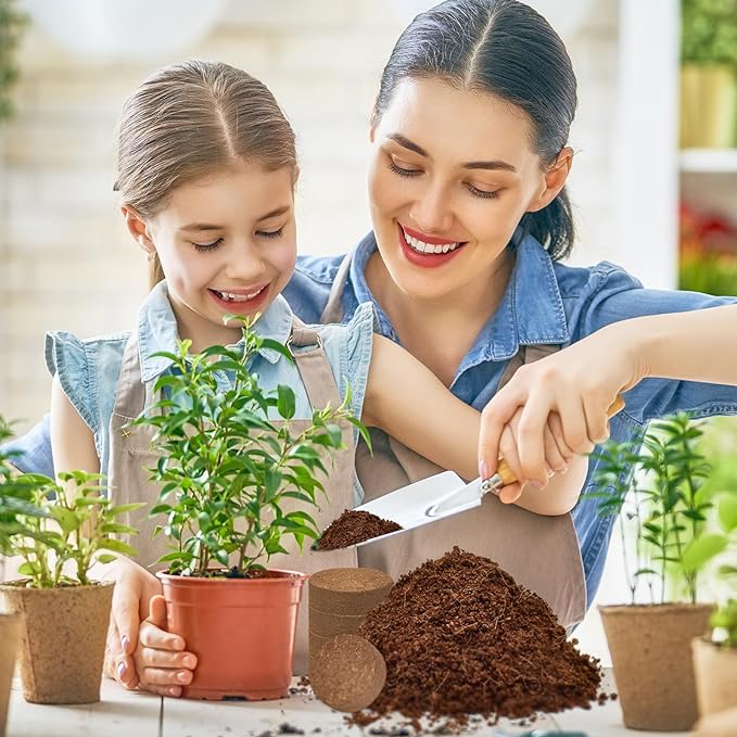 ZeeDix 200pcs(30mm) Coco Coir Pellets Potting Soil Indoor Plants, Compressed Coconut Coir Soil Pellets Seed Starting Pellets Discs for Planting Flowers Bonsai Herbs Plants and Vegetables
