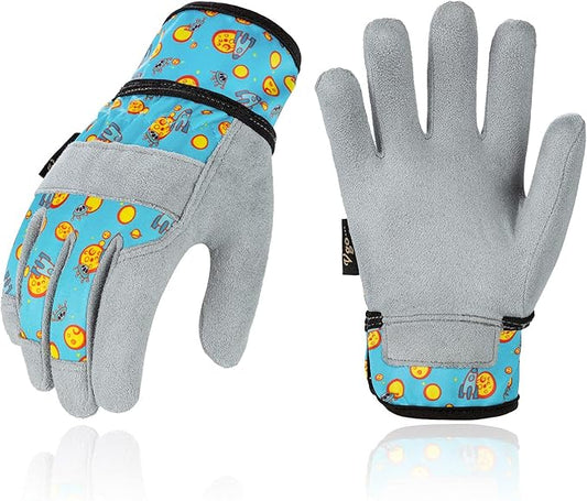 Vgo... 1-Pair Age 4-5 Kids Gardening Gloves,Children Yard Work Gloves,Soft Safety Outdoor Playing Gloves (Size S, Blue Plane, KID-MF3561)