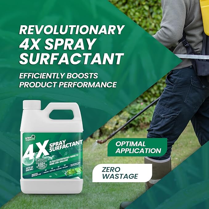 32oz 4X Non Ionic Surfactant - Makes 250+ Gallons - Nonionic Wetting Agent & Concentrated Surfactant Spray for Increased Product Efficacy, Ideal Spreader Sticker, No Foam Wetting Agent